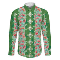 Hawaii Ohia Lehua Family Matching Puletasi and Hawaiian Shirt Tropical Vibes Green