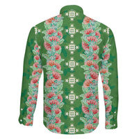 Hawaii Ohia Lehua Family Matching Puletasi and Hawaiian Shirt Tropical Vibes Green