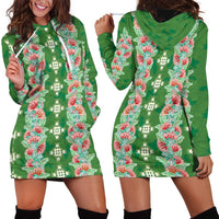 Hawaii Ohia Lehua Hoodie Dress Tropical Vibes Green LT05 - Polynesian Pride
