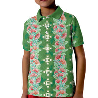 Hawaii Ohia Lehua Kid Polo Shirt Tropical Vibes Green LT05 Kid Green - Polynesian Pride