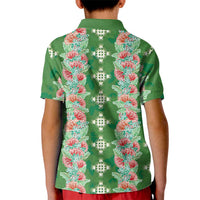 Hawaii Ohia Lehua Kid Polo Shirt Tropical Vibes Green LT05 - Polynesian Pride