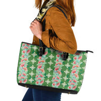 Hawaii Ohia Lehua Leather Tote Bag Tropical Vibes Green LT05 Green - Polynesian Pride