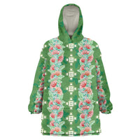 Hawaii Ohia Lehua Wearable Blanket Hoodie Tropical Vibes Green LT05 One Size Green - Polynesian Pride