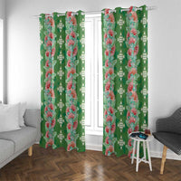 Hawaii Ohia Lehua Window Curtain Tropical Vibes Green LT05 With Grommets Green - Polynesian Pride