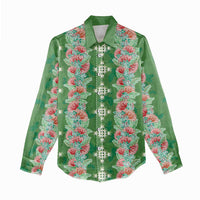 Hawaii Ohia Lehua Women Casual Shirt Tropical Vibes Green LT05 - Polynesian Pride