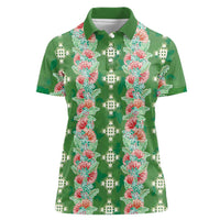 Hawaii Ohia Lehua Women Polo Shirt Tropical Vibes Green LT05 Female Green - Polynesian Pride