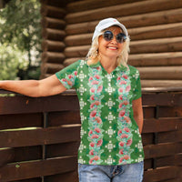 Hawaii Ohia Lehua Women Polo Shirt Tropical Vibes Green LT05 - Polynesian Pride