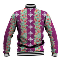 Hawaii Ohia Lehua Baseball Jacket Tropical Vibes Fuchsia LT05 - Polynesian Pride