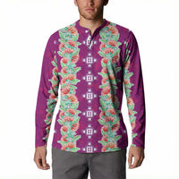 Hawaii Ohia Lehua Button Sweatshirt Tropical Vibes Fuchsia LT05 - Polynesian Pride