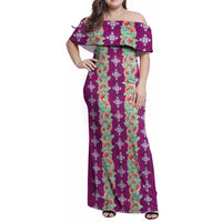 Hawaii Ohia Lehua Family Matching Off Shoulder Maxi Dress and Hawaiian Shirt Tropical Vibes Fuchsia
