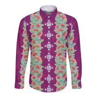 Hawaii Ohia Lehua Long Sleeve Button Shirt Tropical Vibes Fuchsia LT05 Unisex Fuchsia - Polynesian Pride