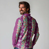 Hawaii Ohia Lehua Long Sleeve Polo Shirt Tropical Vibes Fuchsia LT05 - Polynesian Pride