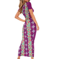 Hawaii Ohia Lehua Short Sleeve Bodycon Dress Tropical Vibes Fuchsia LT05 - Polynesian Pride