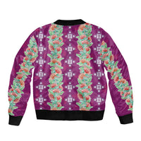 Hawaii Ohia Lehua Sleeve Zip Bomber Jacket Tropical Vibes Fuchsia LT05 - Polynesian Pride