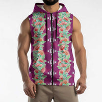 Hawaii Ohia Lehua Sleeveless Zip Hoodie Tropical Vibes Fuchsia LT05 - Polynesian Pride