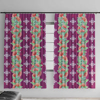 Hawaii Ohia Lehua Window Curtain Tropical Vibes Fuchsia LT05 With Hooks Fuchsia - Polynesian Pride