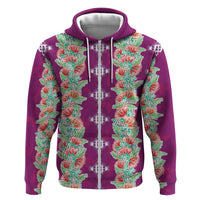 Hawaii Ohia Lehua Zip Hoodie Tropical Vibes Fuchsia LT05 Zip Hoodie Fuchsia - Polynesian Pride