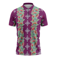 Hawaii Ohia Lehua Zipper Polo Shirt Tropical Vibes Fuchsia LT05 Fuchsia - Polynesian Pride