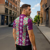 Hawaii Ohia Lehua Zipper Polo Shirt Tropical Vibes Fuchsia LT05 - Polynesian Pride
