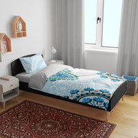 Africa Dashiki Bedding Set With Polynesian Pattern Blue Version