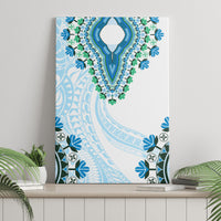 Africa Dashiki Canvas Wall Art With Polynesian Pattern Blue Version