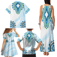 Africa Dashiki Family Matching Tank Maxi Dress and Hawaiian Shirt With Polynesian Pattern Blue Version LT05 - Polynesian Pride