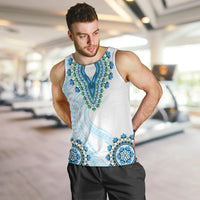 Africa Dashiki Men Tank Top With Polynesian Pattern Blue Version LT05 Blue - Polynesian Pride