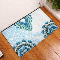 Africa Dashiki Rubber Doormat With Polynesian Pattern Blue Version