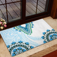 Africa Dashiki Rubber Doormat With Polynesian Pattern Blue Version
