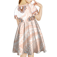 Africa Dashiki Kid Short Sleeve Dress With Polynesian Pattern Beige Version LT05 - Polynesian Pride