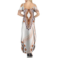 Africa Dashiki Summer Maxi Dress With Polynesian Pattern Beige Version LT05 - Polynesian Pride