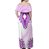 Africa Dashiki Off Shoulder Maxi Dress With Polynesian Pattern Pink Version LT05 - Polynesian Pride
