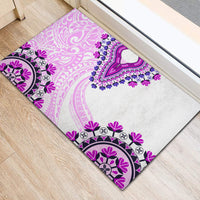 Africa Dashiki Rubber Doormat With Polynesian Pattern Pink Version