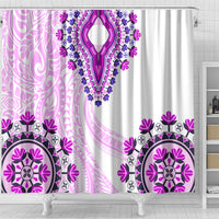 Africa Dashiki Shower Curtain With Polynesian Pattern Pink Version