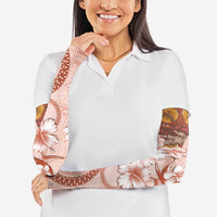 Tonga Ngatu Pattern With Light Tabasco Hibiscus Arm Sleeves Oil Painting Style LT05 - Polynesian Pride