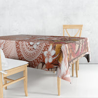 Tonga Ngatu Pattern With Light Tabasco Hibiscus Tablecloth Oil Painting Style