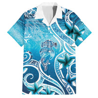 Polynesia World Ocean Day Family Matching Tank Maxi Dress and Hawaiian Shirt Ocean Style LT05 Dad's Shirt - Short Sleeve Blue - Polynesian Pride