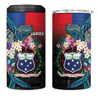 Samoa 4 in 1 Can Cooler Tumbler Humpback Whale Siapo Pattern LT05 One Size: 16 oz Blue - Polynesian Pride