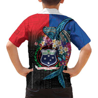 Samoa Kid Hawaiian Shirt Humpback Whale Siapo Pattern LT05 - Polynesian Pride