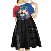 Samoa Kid Short Sleeve Dress Humpback Whale Siapo Pattern LT05 - Polynesian Pride