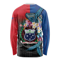 Samoa Long Sleeve Shirt Humpback Whale Siapo Pattern LT05 - Polynesian Pride