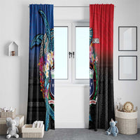 Samoa Window Curtain Humpback Whale Siapo Pattern LT05 - Polynesian Pride
