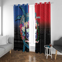 Samoa Window Curtain Humpback Whale Siapo Pattern LT05 With Grommets Blue - Polynesian Pride