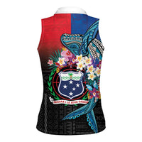 Samoa Women Sleeveless Polo Shirt Humpback Whale Siapo Pattern LT05 - Polynesian Pride