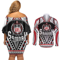 Samoa Independence Day Couples Matching Off Shoulder Short Dress and Long Sleeve Button Shirt Proud To Be Samoan LT05 - Polynesian Pride