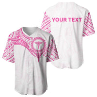 Personalised New Zealand Aotearoa Baseball Jersey Nurse Tribal Pink Version LT05 - Polynesian Pride