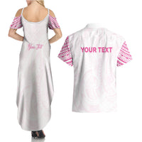 Personalised New Zealand Aotearoa Couples Matching Summer Maxi Dress and Hawaiian Shirt Nurse Tribal Pink Version
