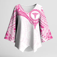 Personalised New Zealand Aotearoa Kimono Sleeve Blouse Nurse Tribal Pink Version LT05 Female Pink - Polynesian Pride