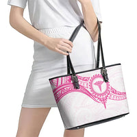 New Zealand Aotearoa Leather Tote Bag Nurse Tribal Pink Version LT05 - Polynesian Pride