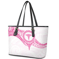 New Zealand Aotearoa Leather Tote Bag Nurse Tribal Pink Version LT05 - Polynesian Pride